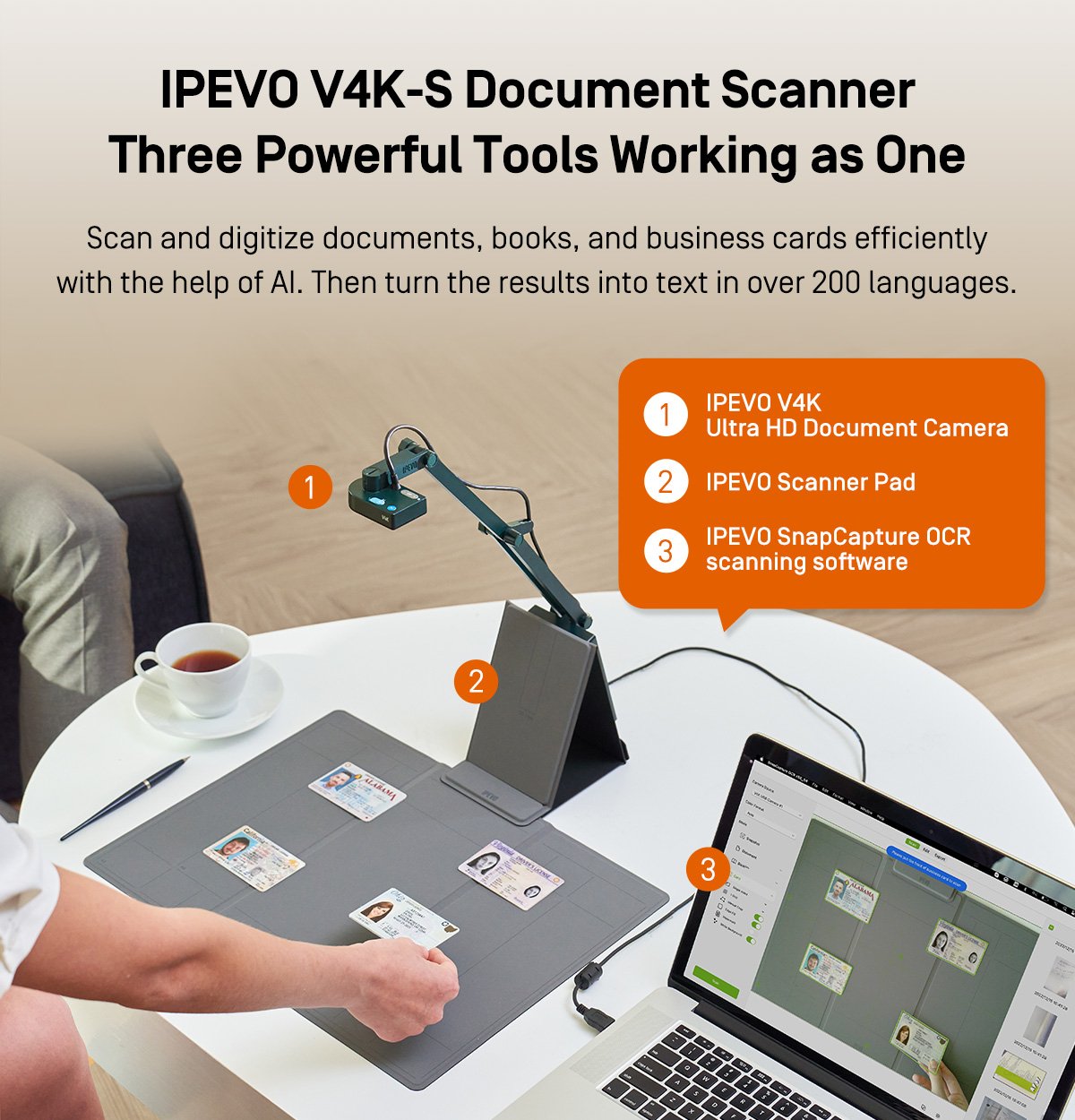 IPEVO V4K-S Document Scanner